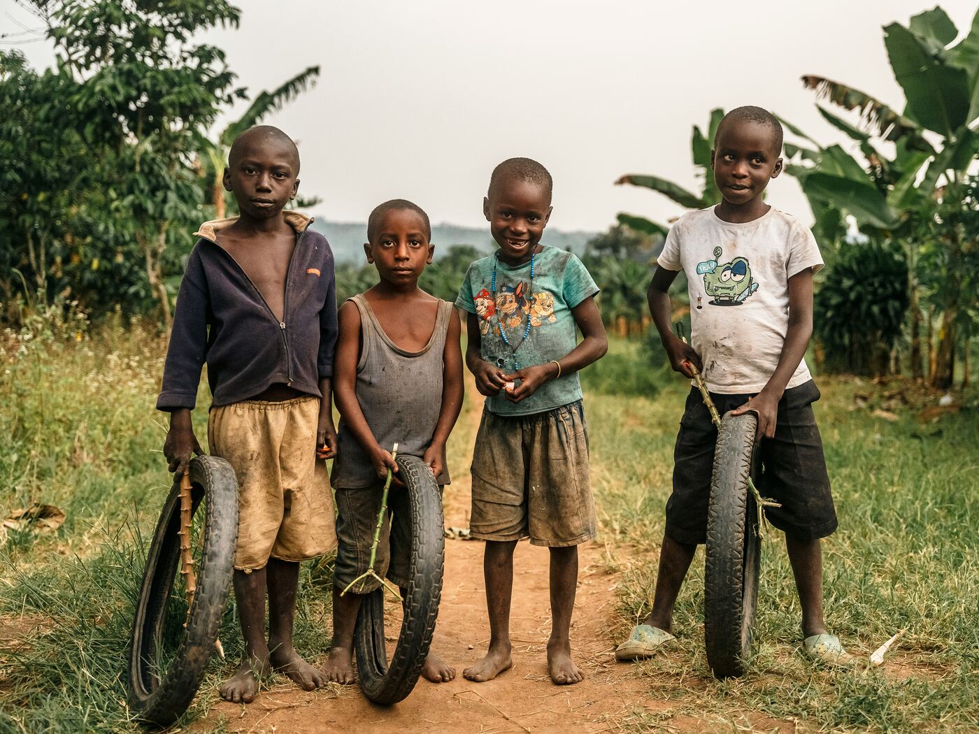 Children playing together in a rural community