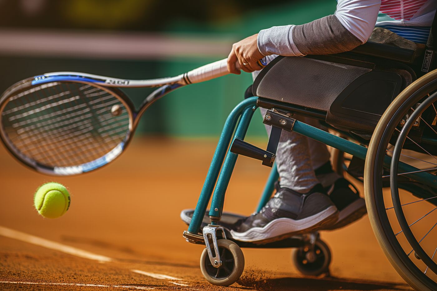 Wheelchair tennis player in action